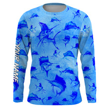 Load image into Gallery viewer, Sailfish fishing Sea blue Camo Ocean Fishing custom performance fishing shirt NQS606