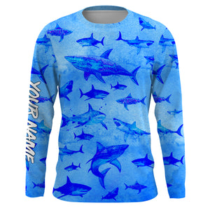 Shark fishing performance fishing customize name shirt UV protection UPF 30+ NQS607