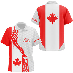 Red and white Canadian flag Kid golf polo shirts custom patriotic golf clubs golf shirt for kid NQS6876