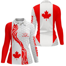 Load image into Gallery viewer, Red and white Canadian flag Women golf polo shirts custom patriotic golf clubs womens golf shirt NQS6876