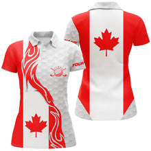 Load image into Gallery viewer, Red and white Canadian flag Women golf polo shirts custom patriotic golf clubs womens golf shirt NQS6876