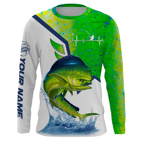 Mahi Mahi fishing dorado scales Custom 3D All over printed UV protection fishing shirts NQS2649