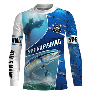Wahoo blue water spearfishing Custom Name UV protection UPF 30+ fishing jersey, custom fishing apparel NQS3069