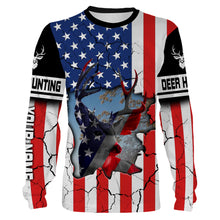 Load image into Gallery viewer, Deer Hunting US big game hunting camo American Flag patriotic Custom Name 3D All over print shirts NQS732