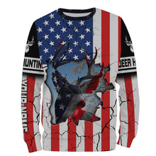 Load image into Gallery viewer, Deer Hunting US big game hunting camo American Flag patriotic Custom Name 3D All over print shirts NQS732