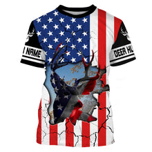 Load image into Gallery viewer, Deer Hunting US big game hunting camo American Flag patriotic Custom Name 3D All over print shirts NQS732