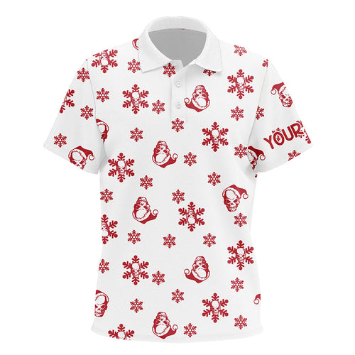 Red white Kid golf polo shirts custom Skull snow Christmas pattern golf shirt for Kid, golf gifts NQS6653