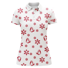 Load image into Gallery viewer, Red white Womens golf polo shirt custom Skull snow Christmas pattern golf shirt for ladies, golf gifts NQS6653