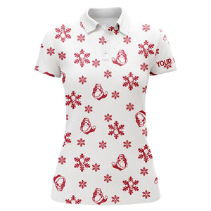 Red white Womens golf polo shirt custom Skull snow Christmas pattern golf shirt for ladies, golf gifts NQS6653