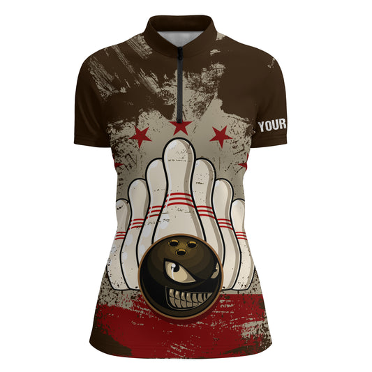 Custom bowling shirt for women – personalized team jersey front view