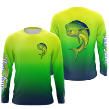 Load image into Gallery viewer, Mahi-mahi Dorado fishing green scales Custom Name UV protection UPF 30+ fishing jersey NQS2975