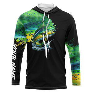 Mahi mahi fishing green scales Custom UV protection performance long sleeve tournament fishing jerseys NQS7317