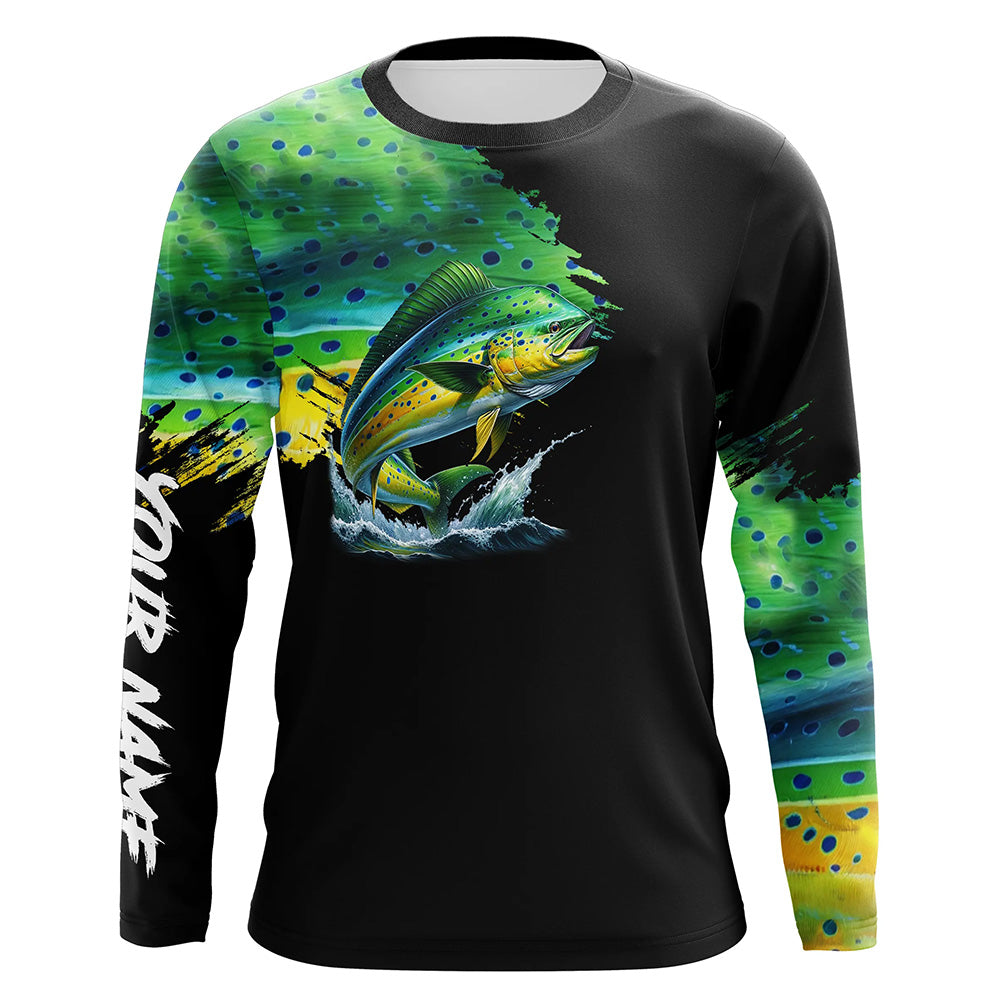 Mahi mahi fishing green scales Custom UV protection performance long sleeve tournament fishing jerseys NQS7317