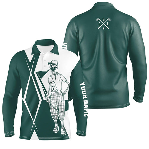 Green and white argyle Mens golf polo shirt custom golf skull team golf jerseys best mens golf wear NQS6426