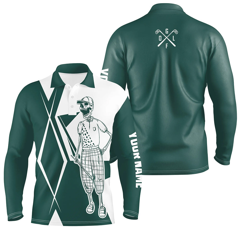 Green and white argyle Mens golf polo shirt custom golf skull team golf jerseys best mens golf wear NQS6426