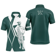 Load image into Gallery viewer, Green and white argyle Mens golf polo shirt custom golf skull team golf jerseys best mens golf wear NQS6426