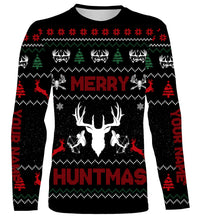 Load image into Gallery viewer, Deer hunter Merry huntmas custom funny ugly Christmas sweatshirt all over printed shirts, hunter gift NQS4174