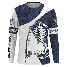 Load image into Gallery viewer, Largemouth Bass Fishing tattoo blue camo Custom Name 3D All over Printed UV Protection Shirts - NQS2980