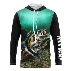 Largemouth Bass fishing green scales Custom UV protection performance long sleeve fishing shirts NQS7171