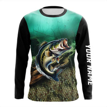 Load image into Gallery viewer, Largemouth Bass fishing green scales Custom UV protection performance long sleeve fishing shirts NQS7171