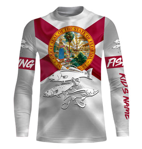 Inshore Slam Snook, Redfish,Trout fishing Florida Flag Custom fishing apparel NQS1470