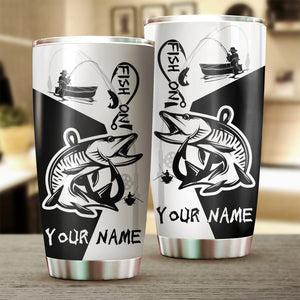 Musky Fish On Customize Name Fishing Tumbler Cup Personalized Fishing Gift For Fisherman NQS367