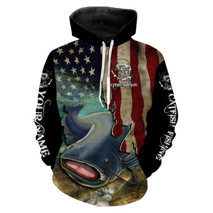 Catfish Fishing American Flag Patriotic Custom All over print shirt, personalized fishing gift NQS484