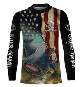 Catfish Fishing American Flag Patriotic Custom All over print shirt, personalized fishing gift NQS484
