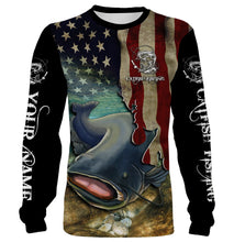 Load image into Gallery viewer, Catfish Fishing American Flag Patriotic Custom All over print shirt, personalized fishing gift NQS484
