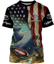 Load image into Gallery viewer, Catfish Fishing American Flag Patriotic Custom All over print shirt, personalized fishing gift NQS484