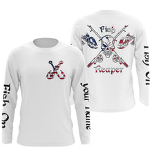 Load image into Gallery viewer, Fish Reaper Fish on American flag patriot fishing Custom Name 3D sun protection Fishing Shirts jerseys NQS3498