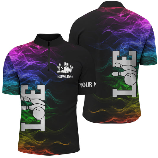 Custom bowling shirt for men – personalized team jersey front view