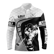 Load image into Gallery viewer, Black &amp; white long sleeve golf shirts men, best golf gifts for men NQS3329