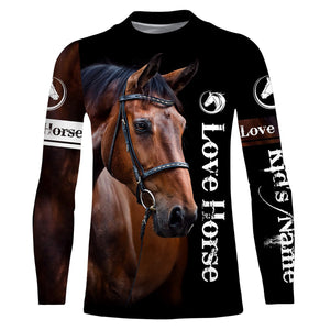Love Horse Customize Name 3D All Over Printed Shirts Personalized Horse Lovers gift For Adult And Kid NQS626
