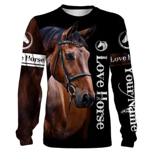 Love Horse Customize Name 3D All Over Printed Shirts Personalized Horse Lovers gift For Adult And Kid NQS626