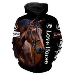 Love Horse Customize Name 3D All Over Printed Shirts Personalized Horse Lovers gift For Adult And Kid NQS626