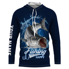 Load image into Gallery viewer, Striped Bass Fishing Makes me happy UV protection quick dry customize name long sleeves shirt NQS645