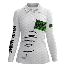 Load image into Gallery viewer, Personalized white golf polos shirt for women St Patrick Day American flag custom gift for golf lovers NQS7067