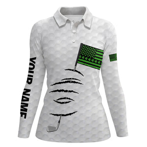 Personalized white golf polos shirt for women St Patrick Day American flag custom gift for golf lovers NQS7067