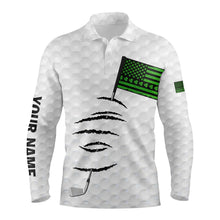 Load image into Gallery viewer, Personalized white golf polos shirt for men St Patrick&#39;s Day American flag custom gift for golf lovers NQS7067