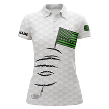 Load image into Gallery viewer, Personalized white golf polos shirt for women St Patrick Day American flag custom gift for golf lovers NQS7067