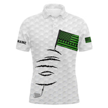 Load image into Gallery viewer, Personalized white golf polos shirt for men St Patrick&#39;s Day American flag custom gift for golf lovers NQS7067