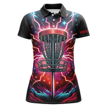 Load image into Gallery viewer, Womens Disc golf polo shirts custom red lightning thunder disc golf jerseys, disc golf outfit NQS7332