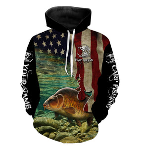 Carp Fishing 3D American Flag Patriotic Customize name long sleeve, tshirt, hoodie fishing shirts NQS499
