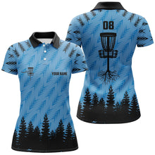 Load image into Gallery viewer, Womens disc golf polo shirt custom disc golf basket camo Woods lady disc golf jerseys | Blue NQS6438