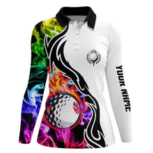 Load image into Gallery viewer, Colorful rainbow smoke Womens golf polo shirts custom golf ball team jerseys, golf attire for ladies NQS6690