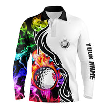 Load image into Gallery viewer, Colorful rainbow smoke Mens golf polo shirts custom golf ball team golf jerseys, golf attire for men NQS6690