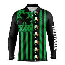 Load image into Gallery viewer, St Patrick day American flag green clover Mens golf polo shirt, custom best mens golf wear golf gifts NQS7072