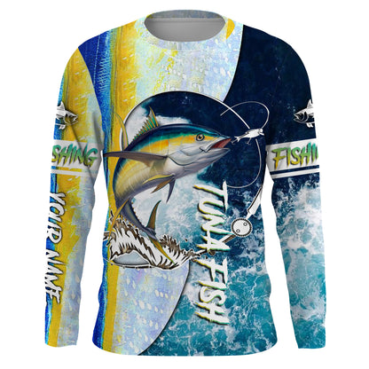Tuna fishing Saltwater Fish ocean camo UV protection customize name fishing shirts - NQS1352