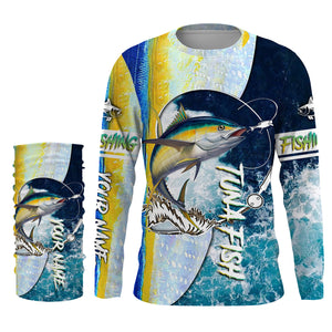 Tuna fishing Saltwater Fish ocean camo UV protection customize name fishing shirts - NQS1352